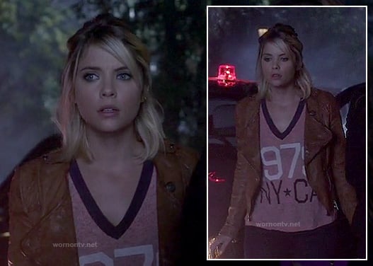 Hanna's tan leather jacket and 