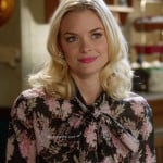 Lemon’s black floral blouse with bow on Hart of Dixie