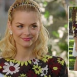 Lemons multicolored daisy print top and white pleated skirt on Hart of Dixie