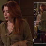 Lily’s olive green blouse and check/stripe skirt on How I Met Your Mother