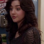 Maggie’s black mesh netting top over a pink tank top on The Carrie Diaries