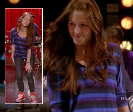Marley's purple striped top and red Converse sneakers on Glee