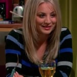 Penny’s black and blue striped cardigan on The Big Bang Theory