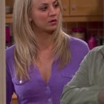 Penny’s purple button front shirt with pockets on The Big Bang Theory