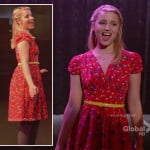 Quinn’s red floral dress and yellow belt on Glee