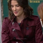 Robin’s red/burgundy/wine satin trench coat on How I Met Your Mother