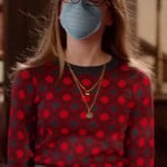 Rose’s red spot print sweater and denim skirt on Hart of Dixie