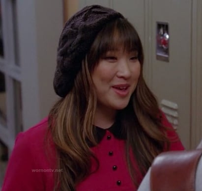 Tina's pink and black peter pan collar dress on Glee