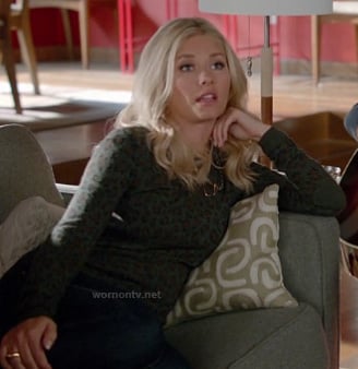 Alex’s dark green leopard sweater on Happy Endings