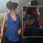 Belle’s blue open back shirt on Once Upon A Time