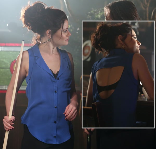 Belle's blue open back shirt on Once Upon A Time