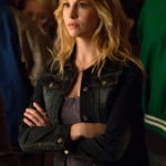 Caroline’s bustier dress and denim jacket on The Vampire Diaries