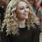 Carrie’s green sweater with black glittery zig zag top on The Carrie Diaries