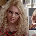 Carrie’s orange and green tree print peplum top on The Carrie Diaries