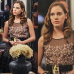 Charlotte’s feather printed dress on Revenge