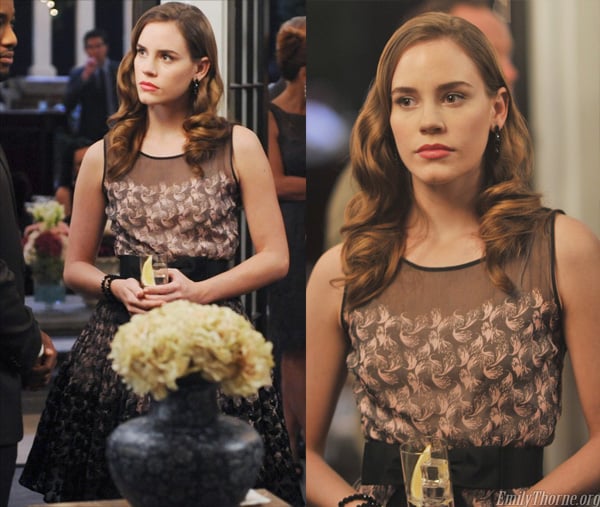 Charlotte's feather printed dress on Revenge