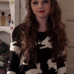 Dorrit’s black and white bunny rabbit sweater on The Carrie Diaries