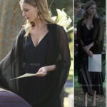 Emily’s black belted dress at the funeral on Revenge