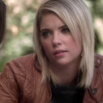 Hanna’s tan brown quilted jacket on Pretty Little Liars