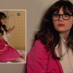 Jess’s pink and white sherpa bathrobe on New Girl