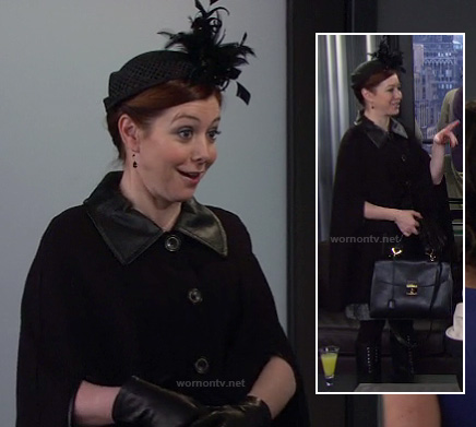 Lily's black leather collar cape on How I Met Your Mother