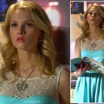 Magnolia’s blue and white eyelet dress and butterfly necklace on Hart of Dixie