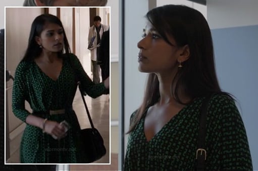 Padma's green printed dress on Revenge