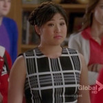 Tina’s black and white stripe/check dress on Glee