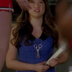 Tina’s blue lace dress with scissors necklace on Glee