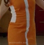 Tina’s orange and white colorblock dress on Glee