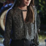 Zoe’s black printed shirt with keyhole cutout on Hart of Dixie