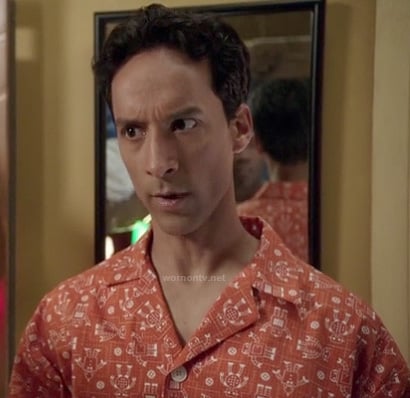 Abed's orange robot print pajamas on Community