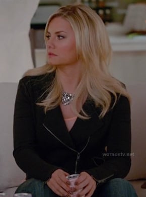 Alex's black moto jacket on Happy Endings