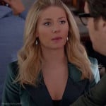 Alex’s green blazer with black lapel on Happy Endings