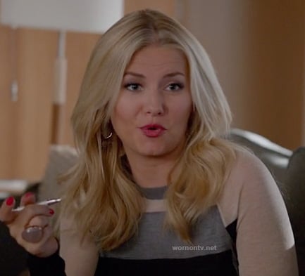 Alex's grey/black/cream colorblock sweater on Happy Endings