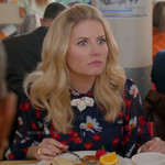 Alex’s navy poppy and daisy print dress on Happy Endings