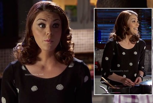 AnnaBeth's black and white scribble polka dot dress on Hart of Dixie