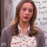 Ann’s white sail boat print blouse on Parks & Recreation