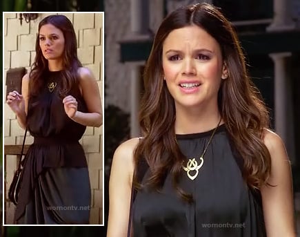 Zoe’s black asymmetric peplum dress and gold necklace on Hart of Dixie