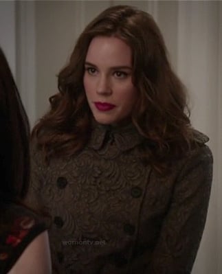 Charlotte's brown lace trench coat on Revenge