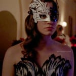 Charlotte’s black and white feather dress at the masquerade party on Revenge