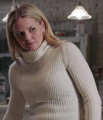 Emma's white ribbed turtleneck sweater on Once Upon a Time