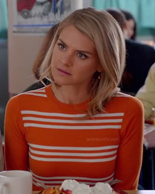 Jane's orange and white striped top on Happy Endings