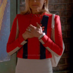 Jane’s red colorblock jacket on Happy Endings