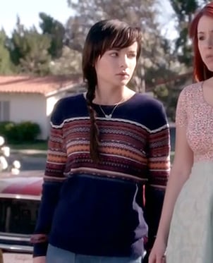 Jenna's navy striped sweater on Awkward