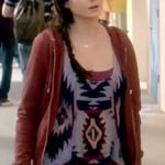 Jenna’s purple geo print tank top and rust colored hoodie on Awkward