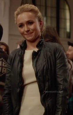 Juliette's black distressed leather jacket on Nashville