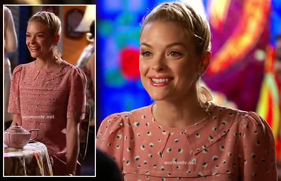 Lemon's pink printed collared dress on Hart of Dixie