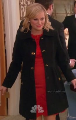 Leslie's black coat with gold closures on Parks and Recreation