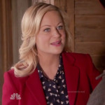 Leslie’s navy blue shirt with tiny chicken print and red blazer on Parks & Recreation